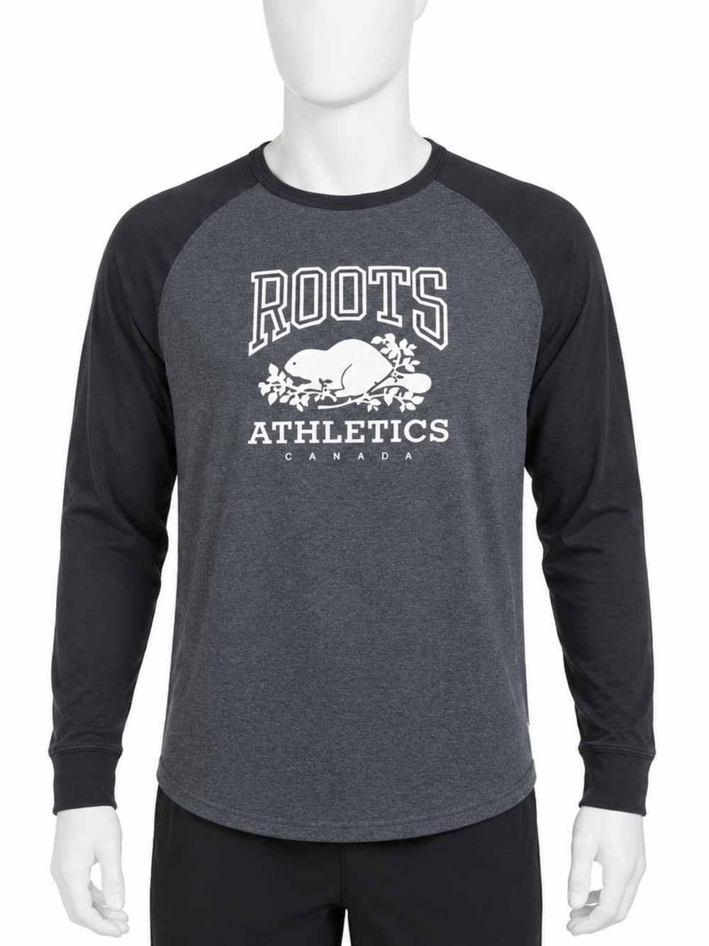 Vintage Roots Raglan Long Sleeve Shirt Size Large Made In Canada Gray